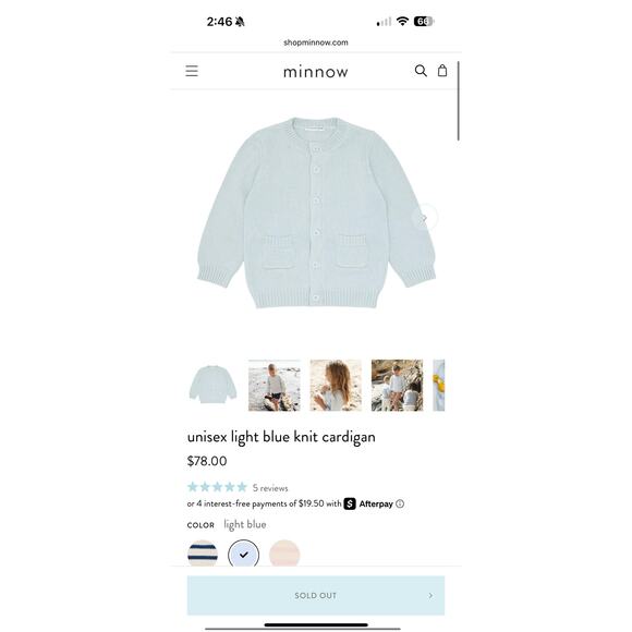 Minnow Unisex Girls Boys Toddler Knit Blue Sweater Cardigan 3/4T - Picture 10 of 11